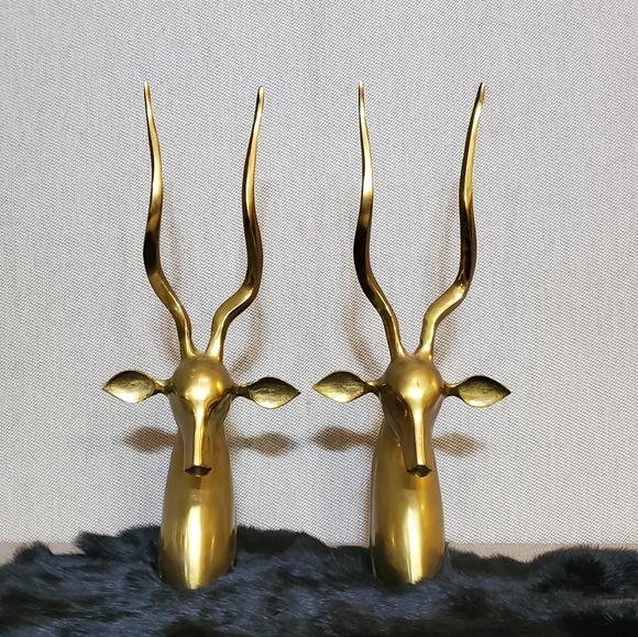 Vintage Boho Brass Antelope Bookends - Picture 3 of 9